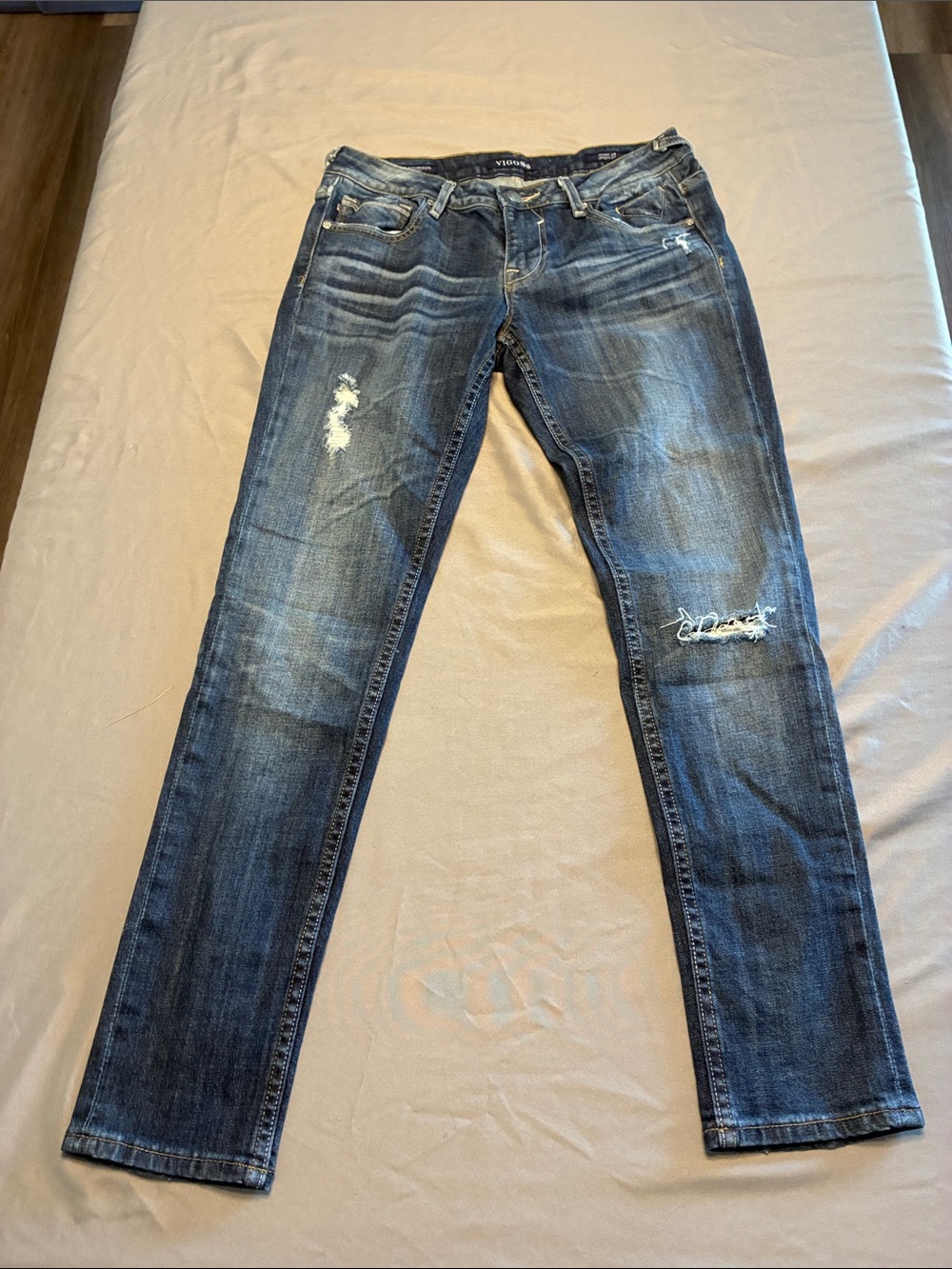Vigoss Women's Skinny Distressed Jeans - Blue Wash